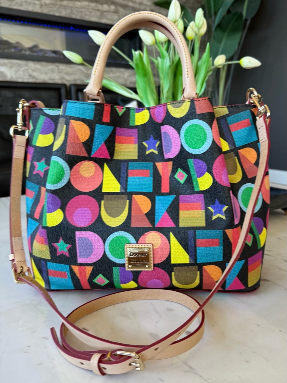 New Dooney & Bourke Art Deco Brenna Cotton/Leather Bag - Picture 12 of 16
